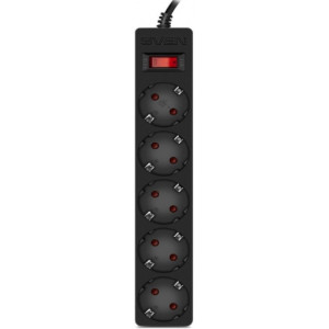 Surge Protector SVEN SF-05E, 5 Sockets, Children protection, 1.8m, Black
