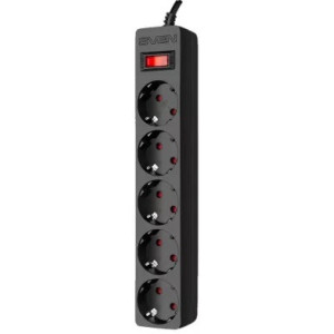 Surge Protector   5 Sockets,  1.0m,  Sven SF-05E, Black, flame-retardant material