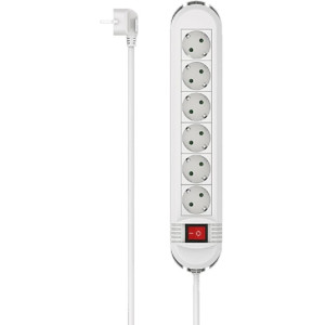Hama 223035 Power Strip, 6-Way, Switch, Wall Mounting, 1.5 m, white