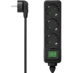 Hama 223004 Power Strip, 3-Way, Switch, 1.4 m, black