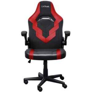 Trust Gaming Chair GXT 703R RIYE - Black/Red, PU leather and breathable fabric, adjustable gaming chair with a strong frame, flip-up armrests, Class 4 gas lift, up to 140kg